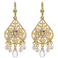 Crystal Snowflake Chandelier Leverback Earrings (Goldtone)