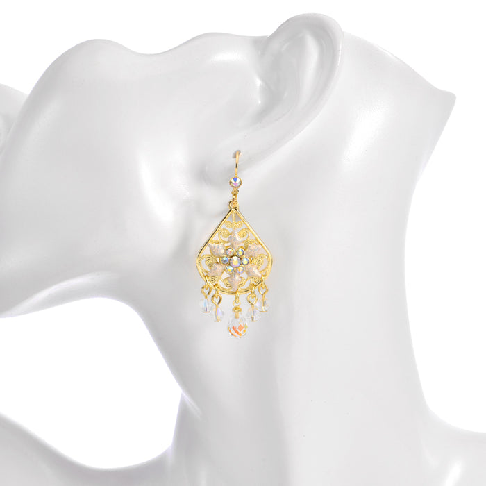 Crystal Snowflake Chandelier Leverback Earrings (Goldtone)