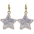 Crystalized 27mm Star Leverback Earrings (Goldtone)