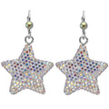 Crystalized 27mm Star Leverback Earrings (Sterling Silvertone)