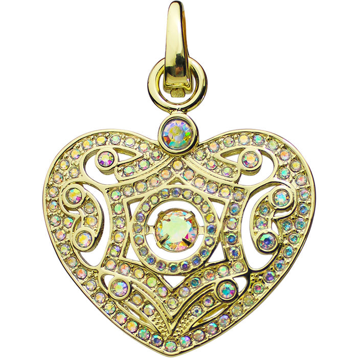 Dancing Diamond Heart Open Ring Charm (Goldtone)