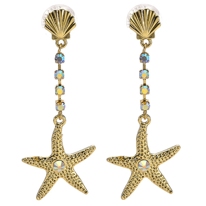 Dancing Starfish Pierced Earrings (Goldtone)