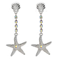 Dancing Starfish Pierced Earrings (Sterling Silvertone)