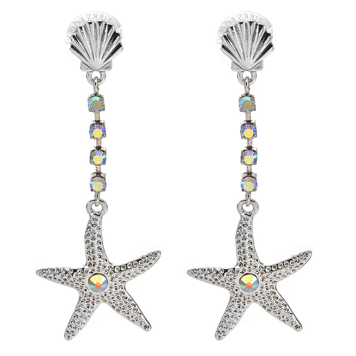 Dancing Starfish Pierced Earrings (Sterling Silvertone)