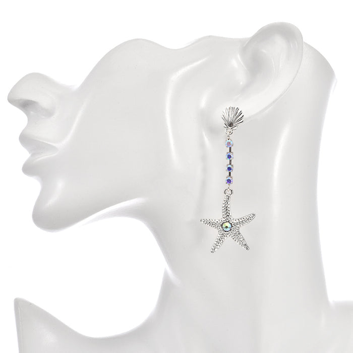 Dancing Starfish Pierced Earrings (Sterling Silvertone)