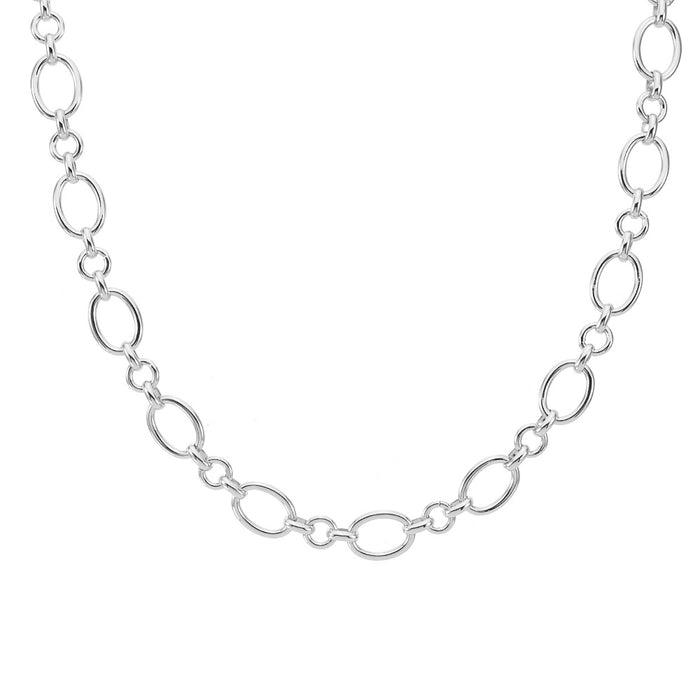 Diva Oval Link Necklace (Sterling Silvertone)