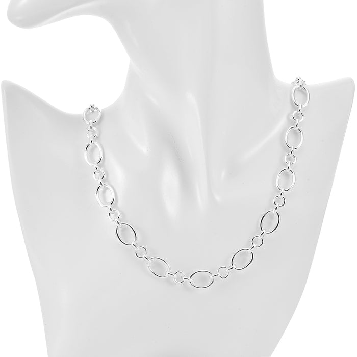 Diva Oval Link Necklace (Sterling Silvertone)