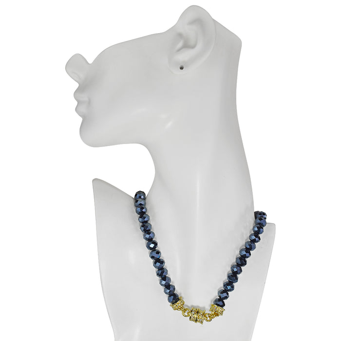 Divine Beaded 10mm Magnetic Interchangeable Necklace (Goldtone/Black Silk)