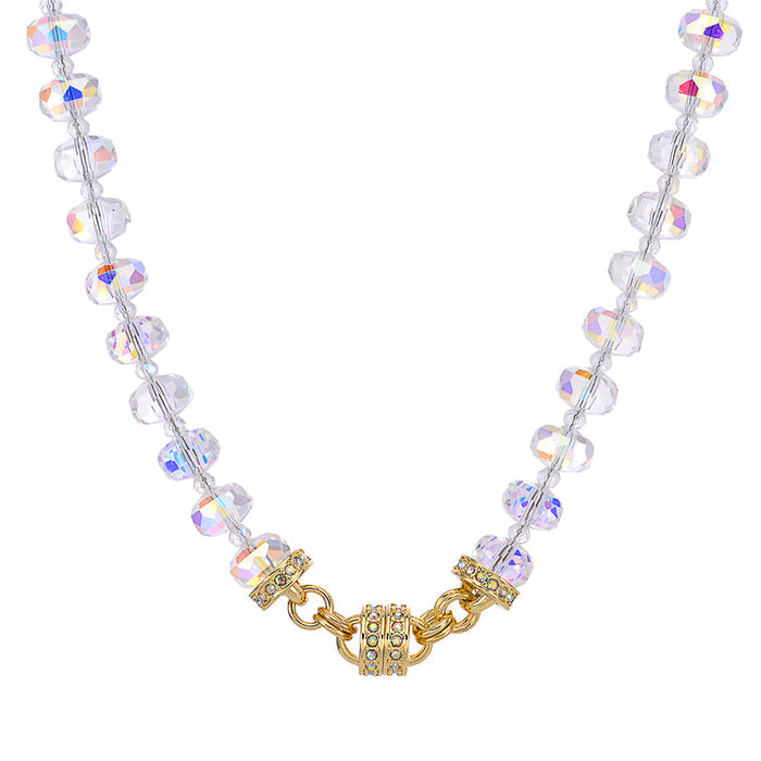 Divine Crystal Sparkle Crystal Magnetic Interchangeable Necklace (Goldtone/Crystal AB)