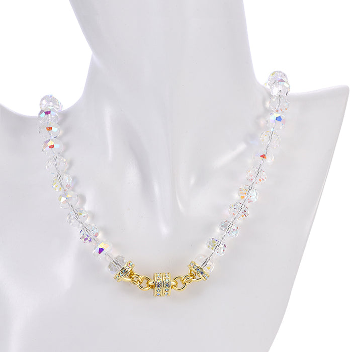 Divine Crystal Sparkle Crystal Magnetic Interchangeable Necklace (Goldtone/Crystal AB)