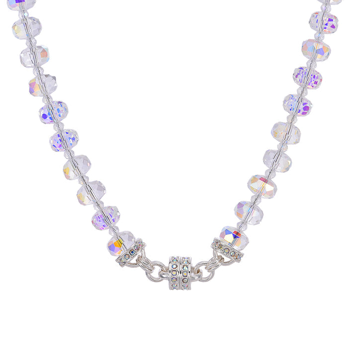 Divine Crystal Sparkle Crystal Magnetic Interchangeable Necklace (Sterling Silvertone/Crystal AB)