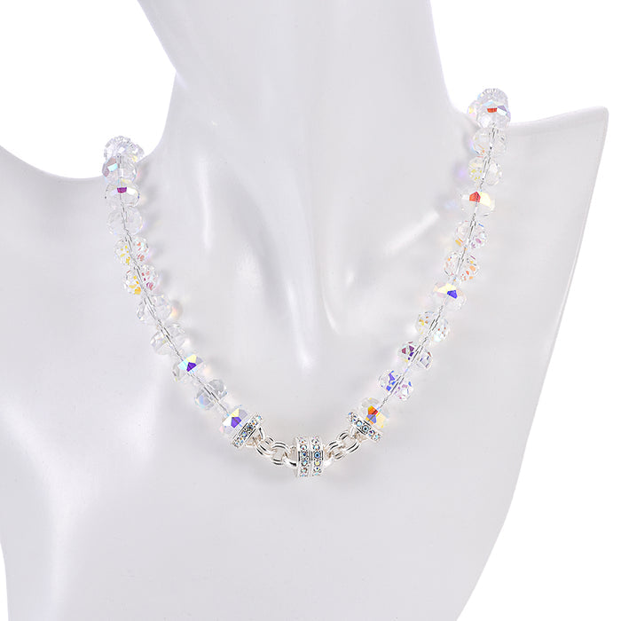 Divine Crystal Sparkle Crystal Magnetic Interchangeable Necklace (Sterling Silvertone/Crystal AB)