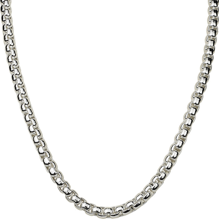 Divine Luxury Box Chain Magnetic Closure 30" Necklace (Sterling Silvertone)