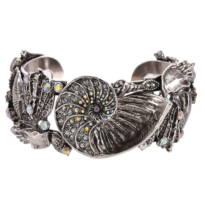 Dreamer Nautilus Shell Cuff Bracelet (Silver Ox)
