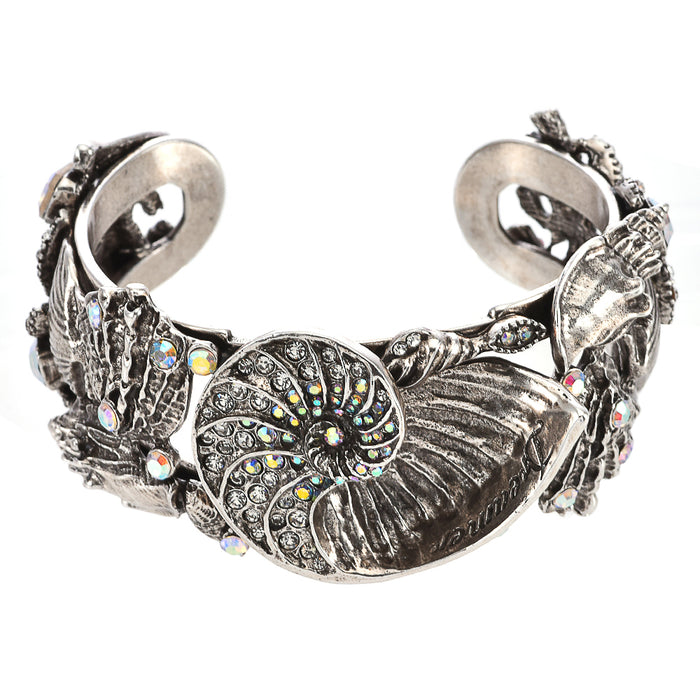 Dreamer Nautilus Shell Cuff Bracelet (Silver Ox)