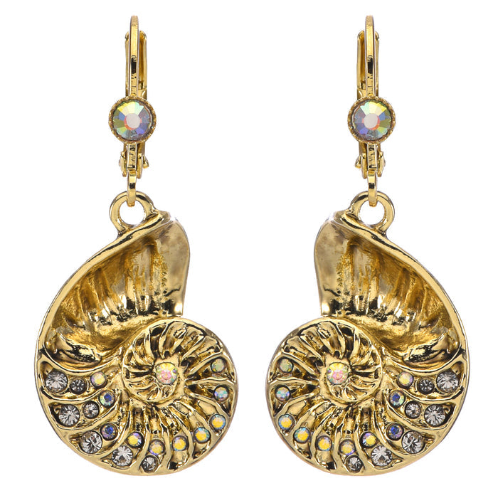 Dreamer Nautilus Shell Leverback Earrings (Goldtone)