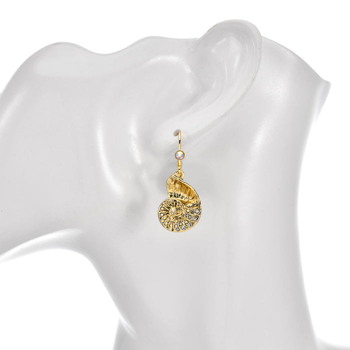 Dreamer Nautilus Shell Leverback Earrings (Goldtone)