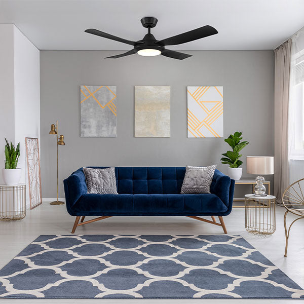 Eglo Bondi 48" 122cm Ceiling Fan with 20W LED CCT Light - Black - The Blue Space