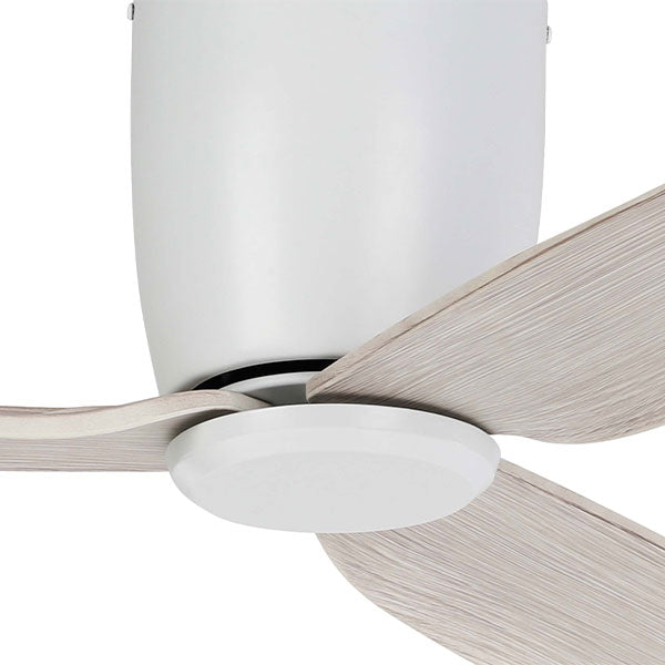 Eglo Seacliff 44" 112cm DC Ceiling Fan - White with Oak finish - The Blue Space