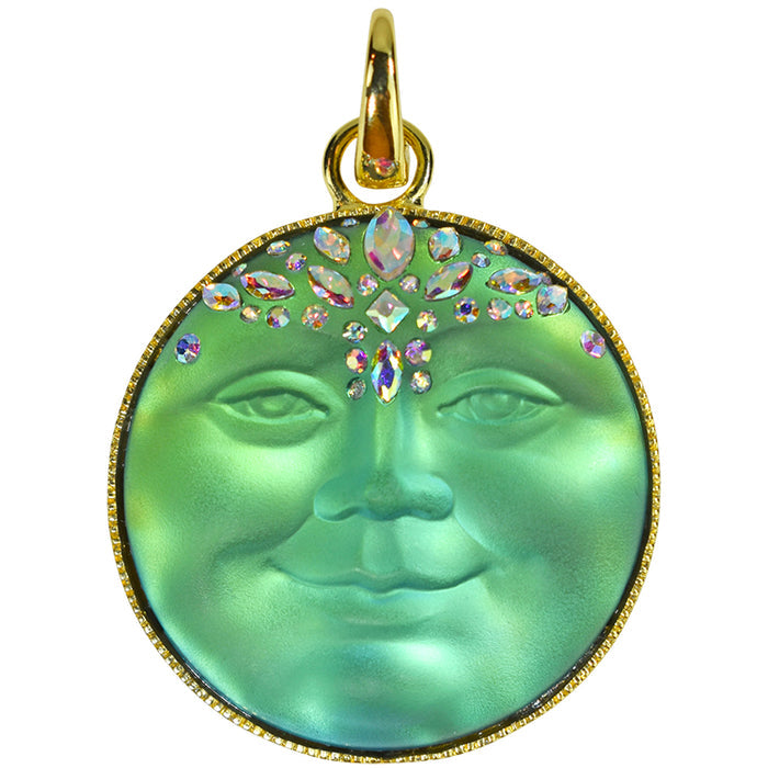 Empress Mystic Seaview Moon 35mm Open Ring Charm (Goldtone/Green Sphinx)
