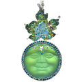 Enchanted Fairyland Fall Venus 50mm Seaview Moon Foldover Pendant (Sterling Silvertone/Mystic Green Sphinx)
