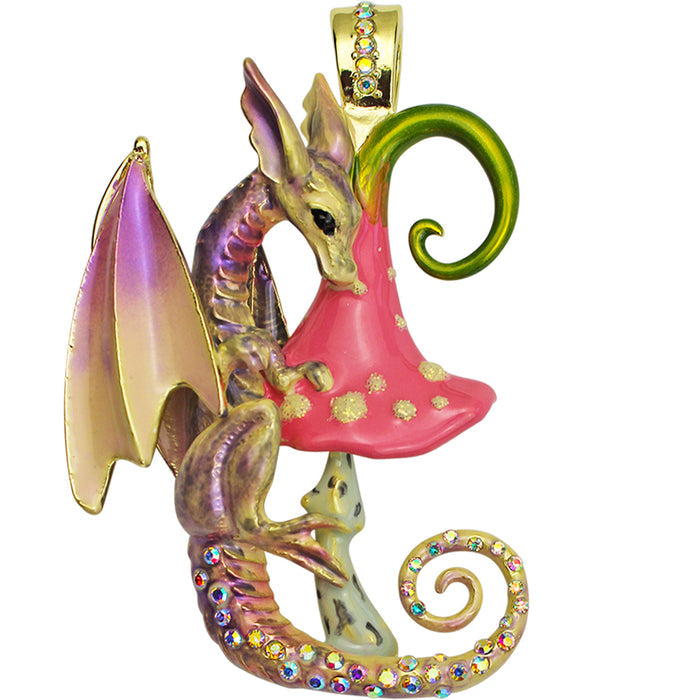 Enchanted Forest Dragon Foldover Pendant (Goldtone)