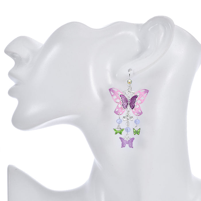 Enchanted Garden Flutterby Leverback Earrings (Sterling Silvertone)