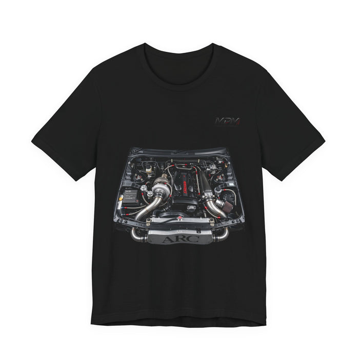 Engine Bay Graphic Tee — Twin-Turbo Motor Illustration T-Shirt | MPM Tuning Design