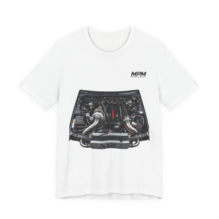 Engine Bay Graphic Tee — Twin-Turbo Motor Illustration T-Shirt | MPM Tuning Design