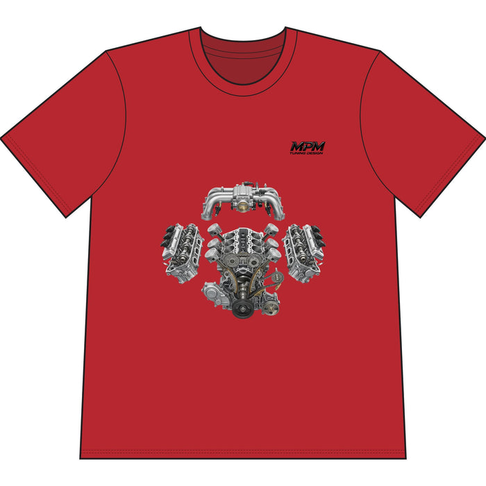 Engine Blueprint T-Shirt — Automotive V8 Parts Illustration Tee
