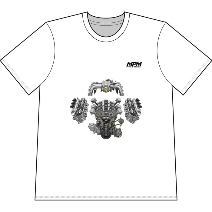 Engine Blueprint T-Shirt — Automotive V8 Parts Illustration Tee