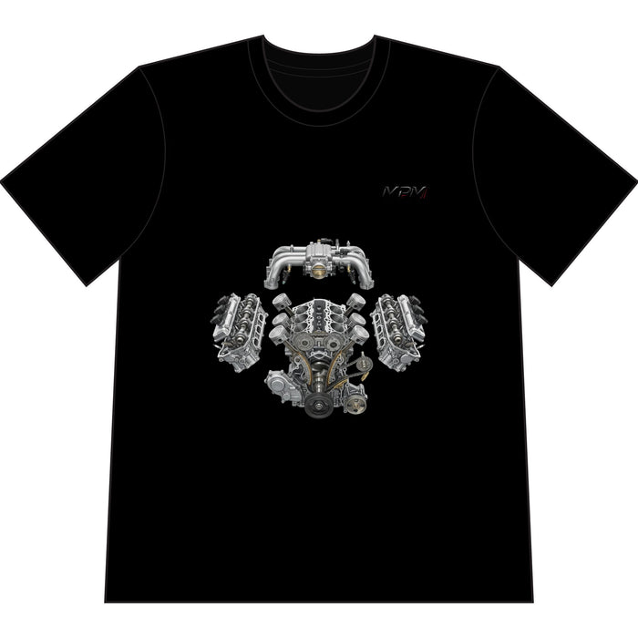 Engine Blueprint T-Shirt — Automotive V8 Parts Illustration Tee