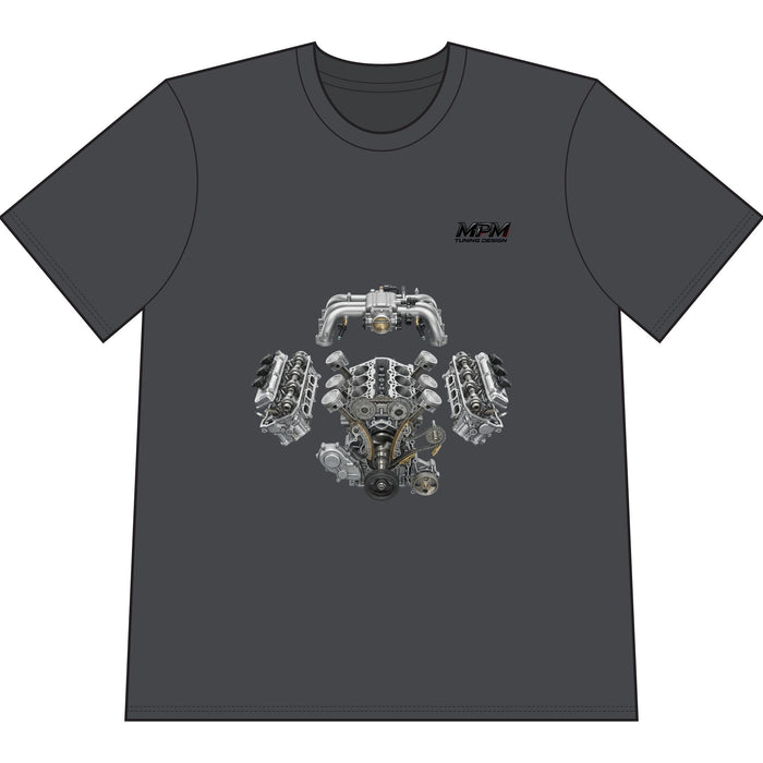 Engine Blueprint T-Shirt — Automotive V8 Parts Illustration Tee