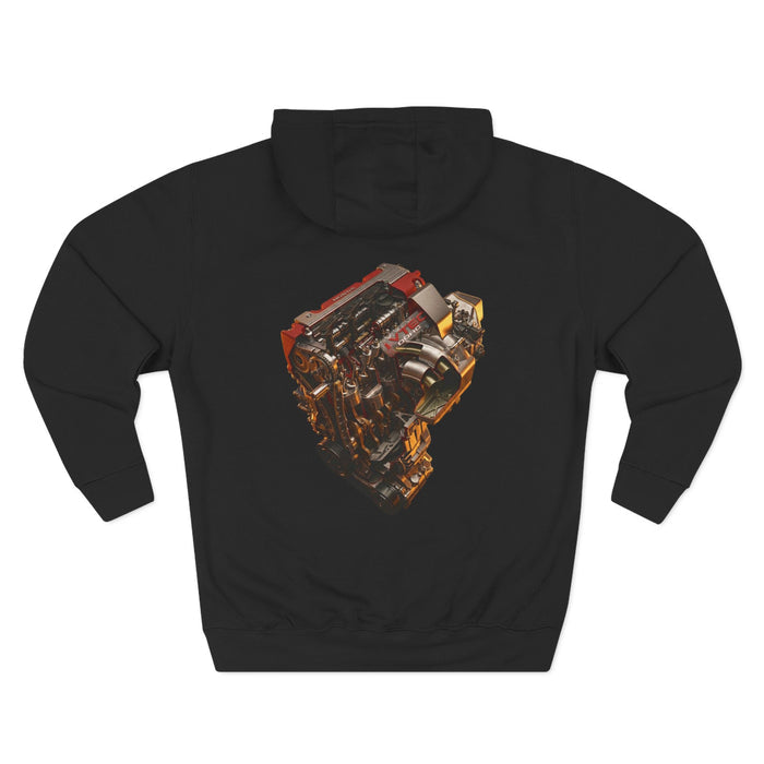 Engine Heart Hoodie — JDM Automotive Streetwear White Fleece | MPM Tuning Design