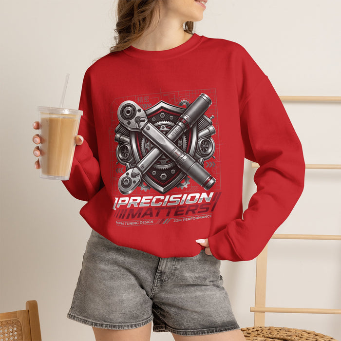 Engine Pistons Crewneck Sweatshirt — Precision Matters | MPM Tuning Design