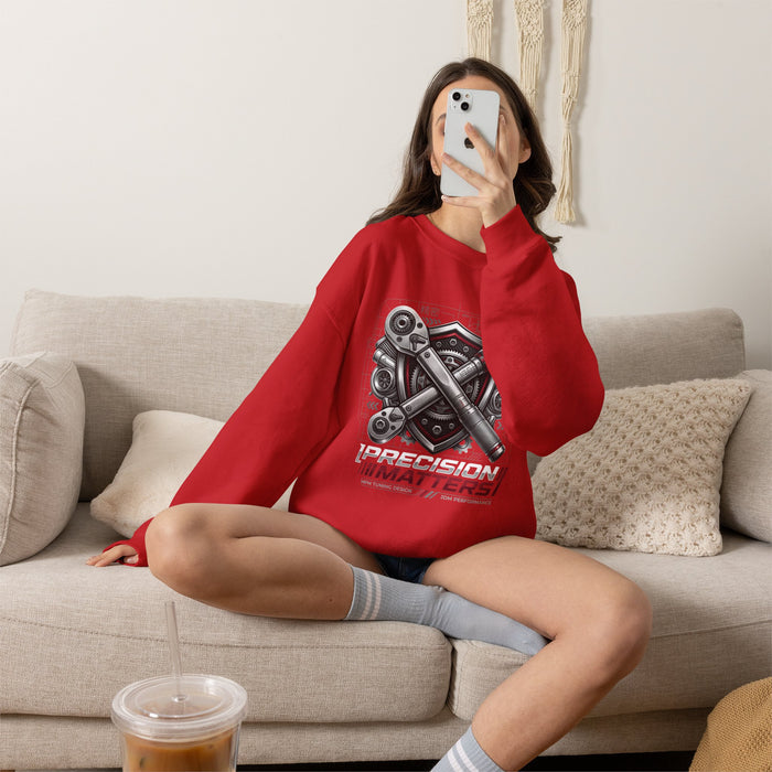 Engine Pistons Crewneck Sweatshirt — Precision Matters | MPM Tuning Design