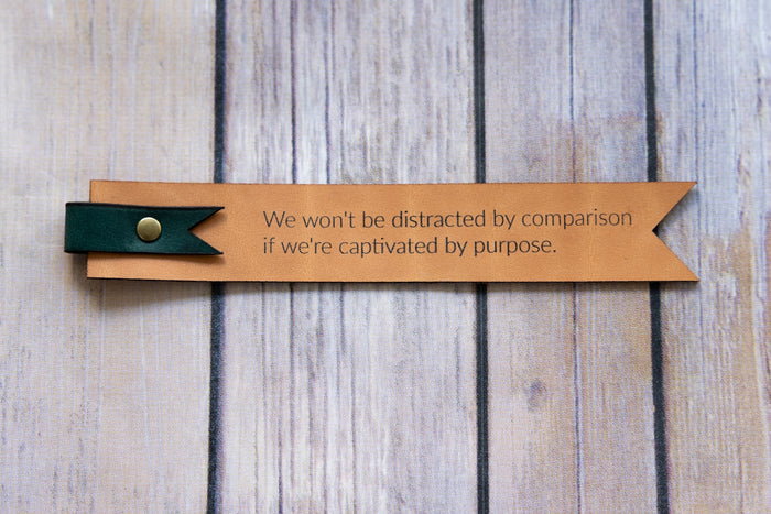 Engraved Leather Bookmark with Quote