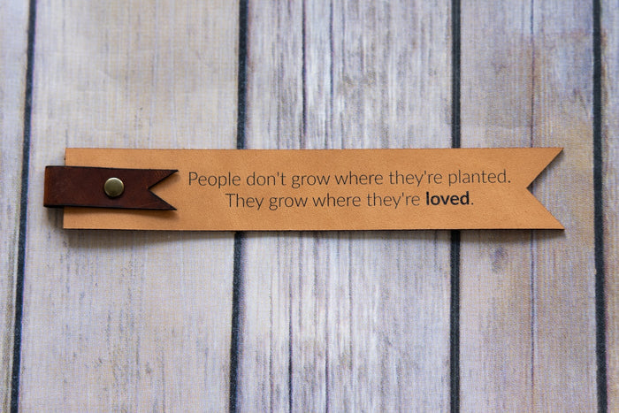 Engraved Leather Bookmark with Quote
