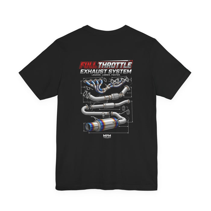 Exhaust System Tee — Full Throttle Car Parts Graphic T-Shirt | MPM Tuning Design