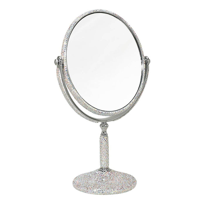FairyLand Crystalized Oval Tabletop Double Mirror (Silvertone/Crystal Aurora Borealis)