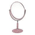 FairyLand Crystalized Oval Tabletop Double Mirror (Silvertone/Rose Crystal Aurora Borealis)