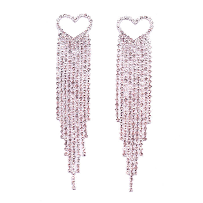 Fairyland Love Dancing Heart Pierced Earrings (Sterling Silvertone/Crystal)