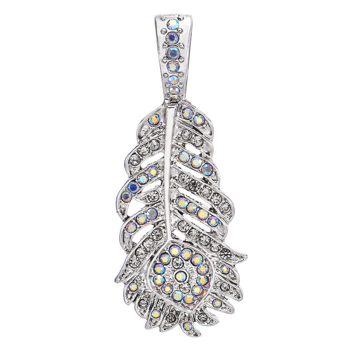 Fairyland Peacock Feather Foldover Pendant (Sterling Silvertone)