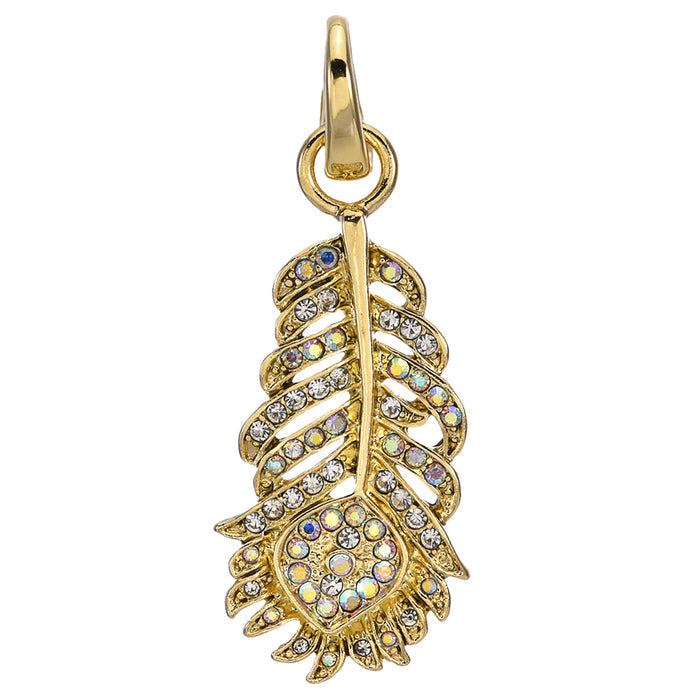 Fairyland Peacock Feather Open Ring Charm (Goldtone)