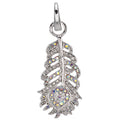 Fairyland Peacock Feather Open Ring Charm (Sterling Silvertone)