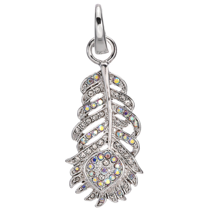 Fairyland Peacock Feather Open Ring Charm (Sterling Silvertone)