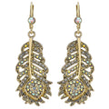 Fairyland Peacock Leverback Earrings (Goldtone)