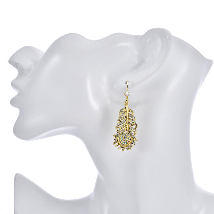 Fairyland Peacock Leverback Earrings (Goldtone)
