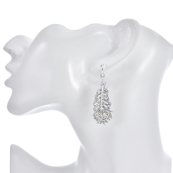Fairyland Peacock Leverback Earrings (Sterling Silvertone)