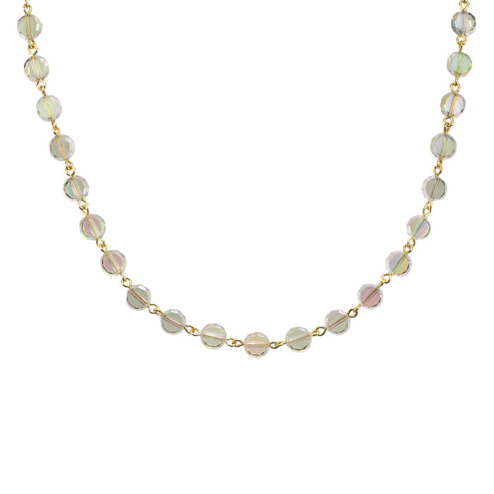 Fantasia 8mm Beaded Necklace (Goldtone/Dragon Green)